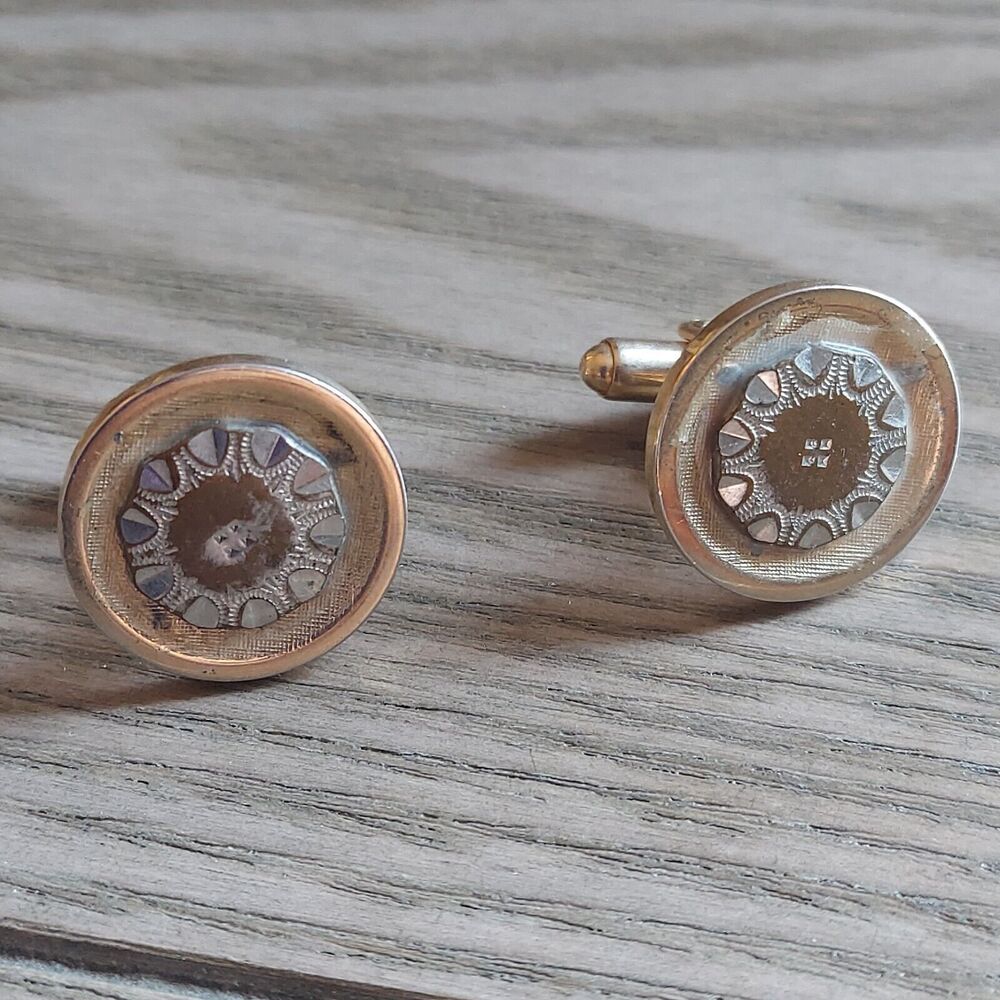 Vintage Cuff links Gold and silver colors 3/4"